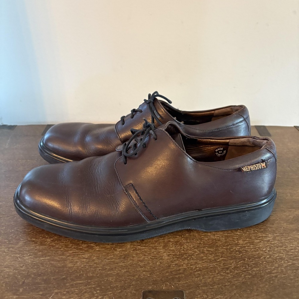 Mephisto Shoes Mens Size 11 Brown Leather Derby Comfort Dress Lace Up Square Toe